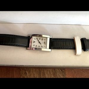 Black Leather Silver Coach watch